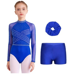 Tenue de gymnastique pour filles de 6 à 16 ans, justaucorps avec shorts, pour entraînement, costumes de danse, spectacles sur scène - Product Image 4