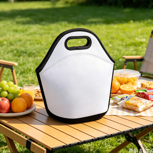 Sacs de pique-nique vierges pour sublimation, sacs fourre-tout en néoprène pour fruits, impression par transfert thermique simple ou double face, sacs de transport personnalisés à poignée. - Product Image 6