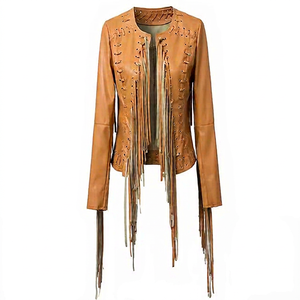 Veste en cuir Western Cowgirl personnalisée pour femmes Manteau d'hiver court pour dames Vêtements d'extérieur en cuir élégants pour femmes - Product Image 1