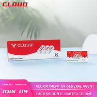 Lames de rasoir jetables à lame unique plaquées platine CLOUD, vente chaude, emballage personnalisé OEM, acier inoxydable suédois