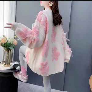 เสื้อสเวตเตอร์สไตล์เกาหลีความยาวปานกลางสำหรับผู้หญิง เสื้อไหมพรมคอวีทรงหลวมแฟชั่นใหม่สำหรับฤดูใบไม้ร่วง/ฤดูหนาว - Product Image 2