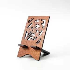 Support en bois de contreplaqué pour téléphone, Logo personnalisable, en Laser, Compatible avec tous les téléphones, accessoires de rangement de bureau