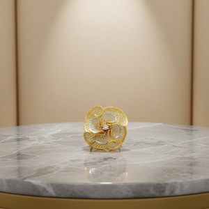 Elegant Gold Flower <b>Ring</b> For Women Designer Floral <b>Statement</b> <b>Ring</b> With Two Tone Gold Finish Stylish Fashion Jewelry Gift - Product Image 2