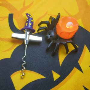 Halloween Wizard Hat Wine Opener With Light Up Spider Candle Holder Party Decorations - Product Image 1