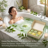 Ensemble de bombes de bain effervescentes en forme de macaron à l'extrait de thé vert, 6 pièces, 100g, naturelles, faites à la main, hydratantes, aromatiques, OEM ODM, étiquette privée