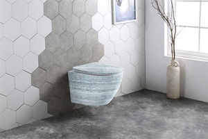 Inodoro suspendido de mármol colorido con asiento de cierre suave para baño, suministro a granel, artículos sanitarios - Product Image 2