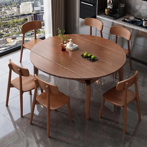 Bàn ăn gỗ rắn hiện đại cho <span class=keywords><strong>4</strong></span> hoặc 6 người vuông và tròn hai mục đích gấp bàn ăn và Ghế kết hợp - Product Image 6