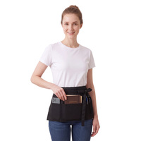 Tablier de travail en polyester anti-salissures style coréen à 3 poches pour serveuses, chefs et personnel de café, uniforme de travail pour femmes avec logo