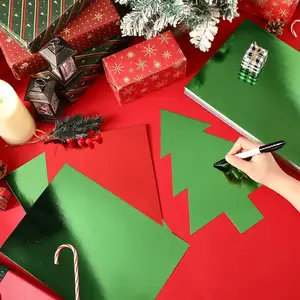 크리스마스 장식 공예에 대한 금속 카드 스톡 레드 그린 호일 거울 카드 스톡 종이, 카드 만들기, DIY 프로젝트, 초대장