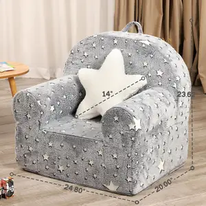 High Back Toddler Chair Glow In The Dark Colorful Heart Kids Sofa With Star Throw Pillow