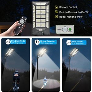 1000Watt kích thước lớn <span class=keywords><strong>LED</strong></span> năng lượng mặt trời đèn đường ngoài trời không thấm nước hoàng hôn đến bình minh cảm biến chuyển động sân vận động ngoài trời đèn an ninh - Product Image 4