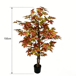 Árbol de Arce Artificial de 3 Tallos y 2 Ramas, Planta de Hojas Rojas Artificiales para Decoración de Jardín Zen y Bonsái, Árbol Resistente a los Rayos UV para Exteriores - Product Image 2