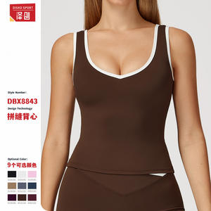 Disko Sport - Chaleco deportivo con cuello en V para mujer, top de yoga sin espalda, ropa deportiva de color liso, top DBX8843 - Product Image 3