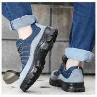 Sepatu Keamanan Anti Benturan Berujung Baja untuk Bengkel Dalam Ruangan, Anti Statis, ESD Shield, Sepatu PU Industrial Low Cut Pria