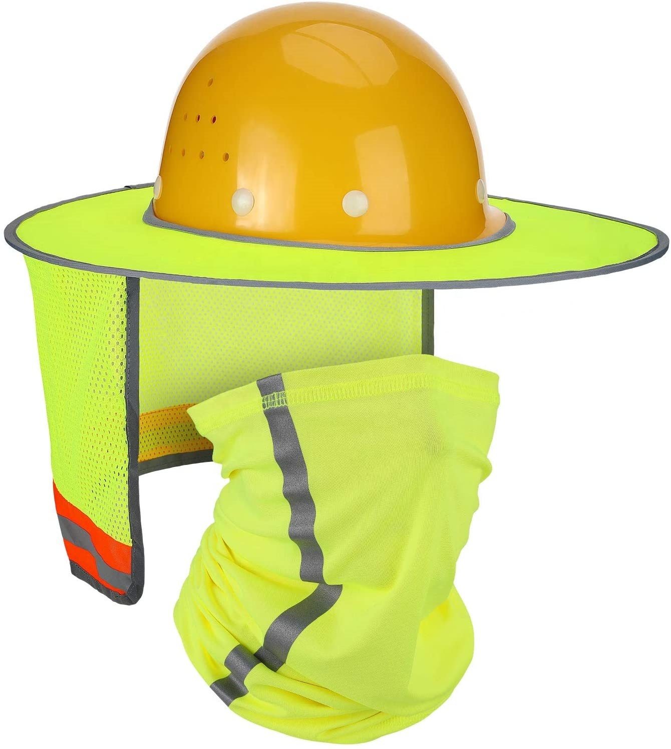 WAYUTO 2-Pack Hard Hat Sun Shade Visor - Foldable, Reflective Strip, Zipper Pocket, For Outdoor Workers