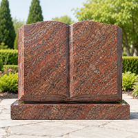 Prix compétitif, vente en gros : Pierre tombale en granit rouge irisé au design unique, pierre tombale en granit, pierre commémorative en granit, mausolées de cimetière en granit