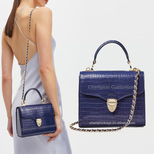 Sacoche à poignée supérieure en cuir végan croco avec logo personnalisé, sacoche classique pour femmes, sac à main à bandoulière pour femmes - Product Image 2