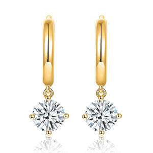 Pendientes de Moissanita Certificada de 0.5ct, Plata, Piedra de Silicio Redonda, Chapados en Oro Blanco, Certificados por GRA - Product Image 2