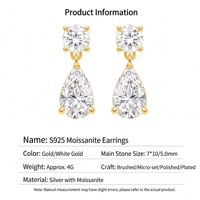 Boucles d'oreilles pendantes en moissanite VVS poire et ronde, en argent sterling 925 plaqué or 18 carats, bijoux fins de luxe pour femmes
