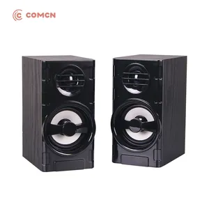 COMCN 2023 COM-Madeira New Big Bass Hi Fi Sound Speakers 2.0 Design Estante com Controle de Volume para PC