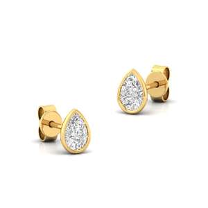 Boucles d'oreilles solitaires tendance Blaze en or 10K plaqué, avec diamant de laboratoire CVD taille poire de 0,355 ct, design élégant et étincelant, cadeau de bijoux - Product Image 2
