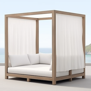 Cama Solar de Alta Calidad para Exteriores con Toldo de Teca y Refugio para el Sol - Product Image 2