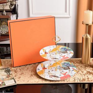 Juego de platos y tazas de porcelana fina con diseño de circo europeo, bandeja de cerámica para almacenamiento, ideal para fiestas y ocasiones especiales. - Product Image 2