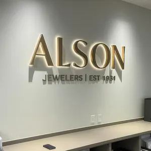 3d Sign Custom LED Backlit Letters 3D Logo Laser Cut Metal Stainless Steel Sign Personalized Business Reception Wall Logo Company Name
