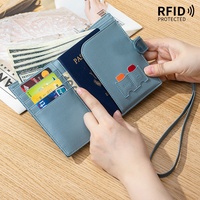 Kedatangan Baru Dompet Kulit Sapi Asli Multifungsi untuk Leher, Tempat Paspor, Tempat Tiket Perjalanan, Dompet Motif Buaya yang Modis