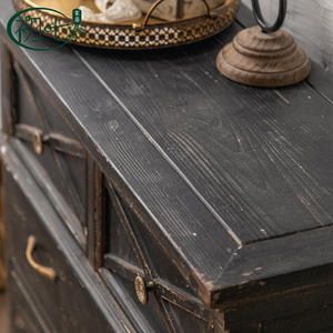 Cómoda de Estilo Rústico Americano Vintage, Envejecida, de Madera Maciza, con Cinco Cajones, Mueble de Almacenamiento para Sala de Estar, Diseño Wabi Sabi - Product Image 4