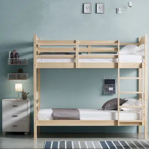ไม้ Loft เตียงหอพักเฟอร์นิเจอร์ Twin Over Twin ที่ถอดออกได้ไม้สนเตียงสำหรับเตียงเด็กชุด