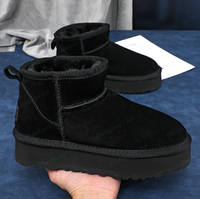 Automne/hiver nouvelles bottes de neige de créateur pour femmes avec velours chaud loisirs grand Couple bottes en coton à fond épais noir