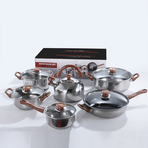 Sang trọng thân thiện với môi thép không gỉ <span class=keywords><strong>Cookware</strong></span> <span class=keywords><strong>Set</strong></span> Bếp Nấu Ăn chậu Chảo gốm sắt featuring kim loại thủy tinh - Product Image 4