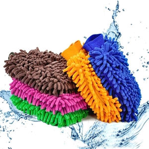 Chiffon en stock gants de <span class=keywords><strong>lavage</strong></span> de voiture en chenille de qualité microfibre gants de <span class=keywords><strong>lavage</strong></span> de voiture de couleur rayée vente en gros - Product Image 1