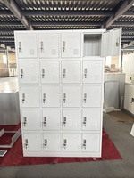 Armoire de rangement en acier à 20 portes, en acier laminé à froid, revêtement poudré, ventilée, capacité de charge de 50 kg par étagère, pour bureau, école, usine, entrepôt