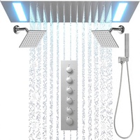 Système de douche Honajo 5 modes, pommeau de douche LED effet pluie 20x14 pouces, deux douches murales de 6 pouces, 6 jets latéraux, douchette à main 2-en-1