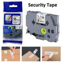 Ruban adhésif de sécurité TZe-SE4 6mm 9mm 18mm 24mm 12mm 36mm Noir anti-effraction compatible avec l'imprimante Brother P-Touch 1 paquet