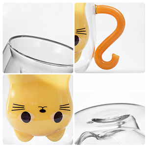 Caneca de Chá Criativa Resistente ao Calor para Crianças, em Formato de Gato Fofo, 250ml, Copo de Vidro de Parede Dupla com Alça para Café - Product Image 5