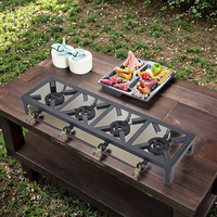 Poêle en fonte d'acier à angle chaud Commercial 4 brûleurs amovible Portable cuisinière à gaz pour le camping en plein air en gros