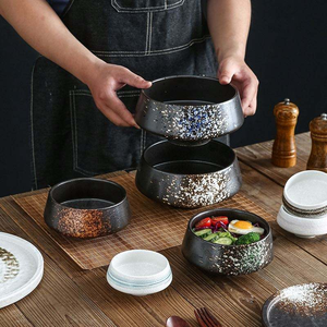 Tazón de Cerámica Creativo Pintado a Mano para Ensaladas, Tazón para Fideos Lamian, para el Hogar o Restaurantes, con Platos - Product Image 4