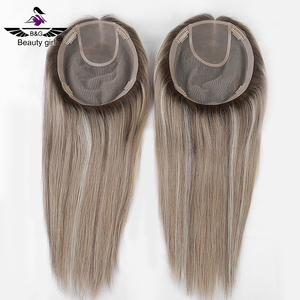 Hot bán Remy tóc con người kích thước lớn hơn 7.5x9 inch cô gái tóc vàng nổi bật tay gắn Mono cơ sở Topper cho phụ nữ - Product Image 4