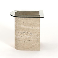 Table d'appoint modèle U en marbre avec verre