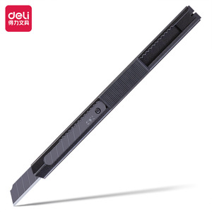 Deli Utility Knife Stainless Steel Blade Black 9x80mm For Paper Cutting Art Crafting - Product Image 2