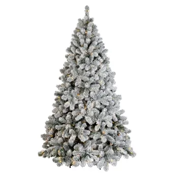 Guangdong Manufacturer Wholesale Modern 7ft 8ft PVC Pre Lit Flocked The Big Snow White Artificial Christmas Tree with light