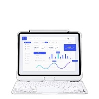 Nouvelle conception sans fil transparente blanche rotative à 360° pour clavier 5.1 avec pavé tactile, emplacement caché pour stylet, rétroéclairage RGB, ultra-mince