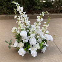 Décoration de mariage personnalisée, bouquet de fleurs au sol de 50 cm à 90 cm, fleurs de gypsophile blanc ivoire au toucher réel, rangée de roses blanches pour allée de mariage
