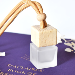LZ Wood cap Diffuser Air Freshener hanging car diffuser bottle Empty glass mini refillable car hanging perfume bottle 5ml 10ml