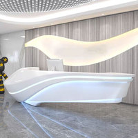 Comptoir de réception laqué blanc brillant, design moderne, pour bureau, salon de beauté, caisse, hall d'hôtel, bar, console