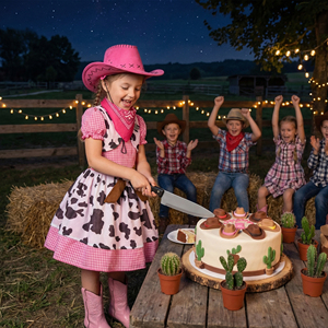 <span class=keywords><strong>Disfraz</strong></span> Creativo de <span class=keywords><strong>Vaquera</strong></span> para Niñas, <span class=keywords><strong>Disfraz</strong></span> de Halloween con Sombrero, Tutú para Actuaciones Infantiles - Product Image 2