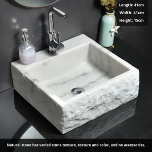 Lavabo carré en marbre, <span class=keywords><strong>à</strong></span> trou unique, pour salle de bain, balcon, style nordique, <span class=keywords><strong>rétro</strong></span>, pour la maison - Product Image 6